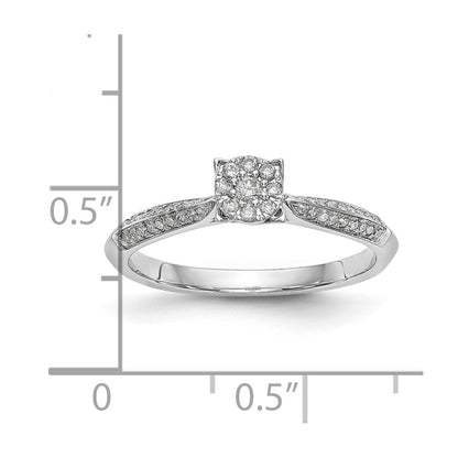 0.20ct. CZ Solid Real 14K White Gold Complete Cluster Engagement Ring
