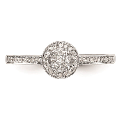 0.17ct. CZ Solid Real 14K White Gold Complete Cluster Engagement Ring