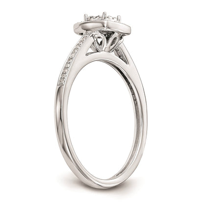 0.19ct. CZ Solid Real 14K White Gold Complete Cluster Engagement Ring