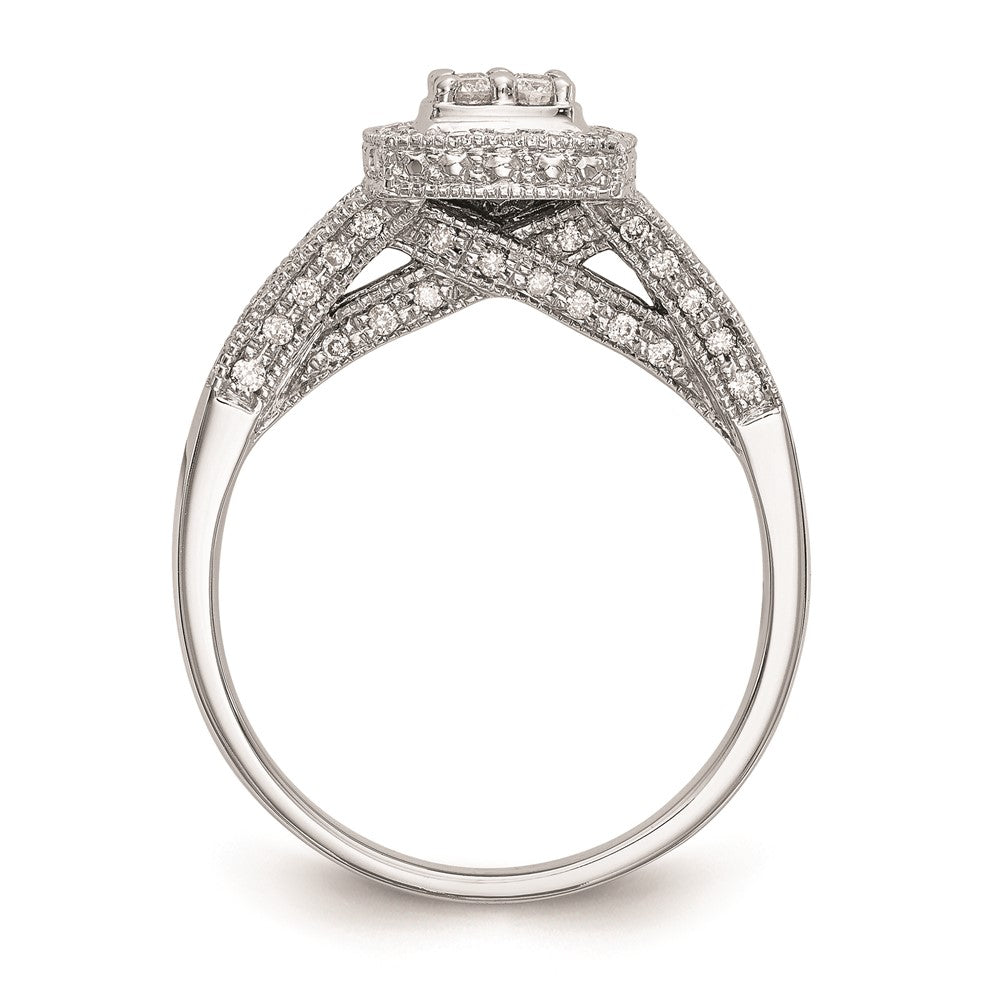 14K White Gold Complete Real Diamond Cluster Engagement Ring