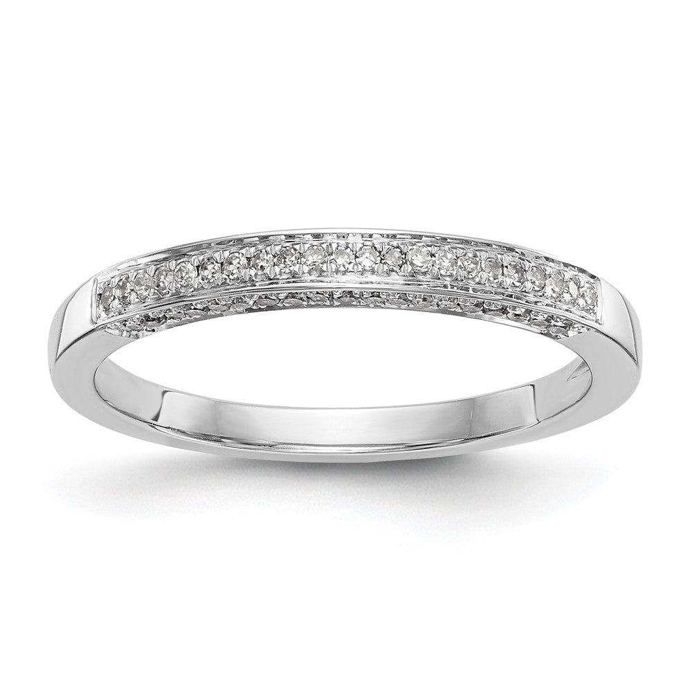 0.18ct. CZ Solid Real 14k White Gold Wedding Wedding Band Ring