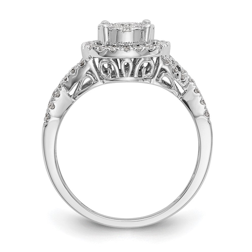 14K White Gold Complete Real Diamond Cluster Eng Ring