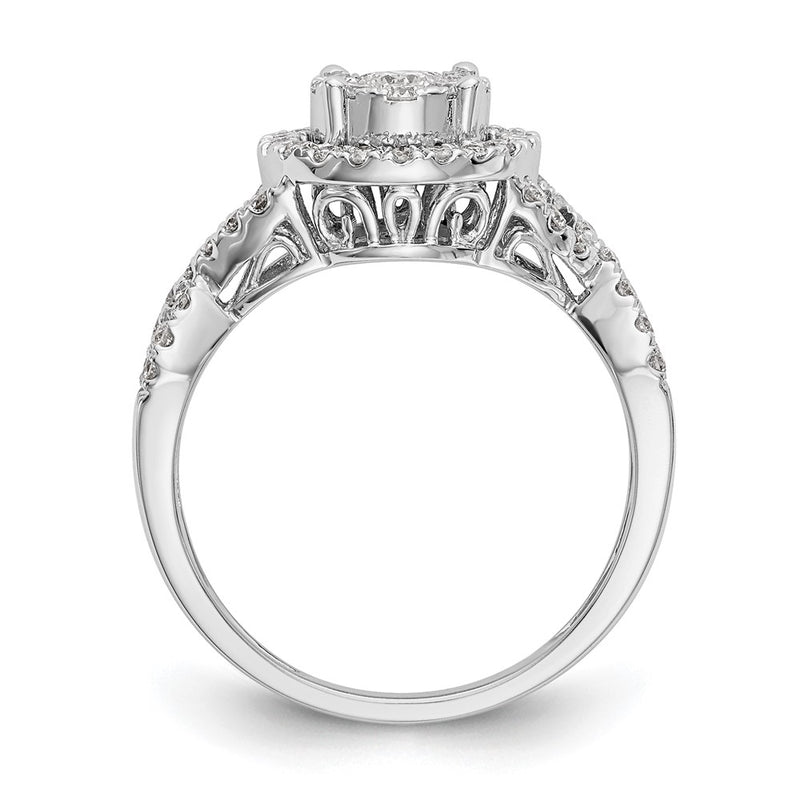 14K White Gold Complete Real Diamond Cluster Eng Ring