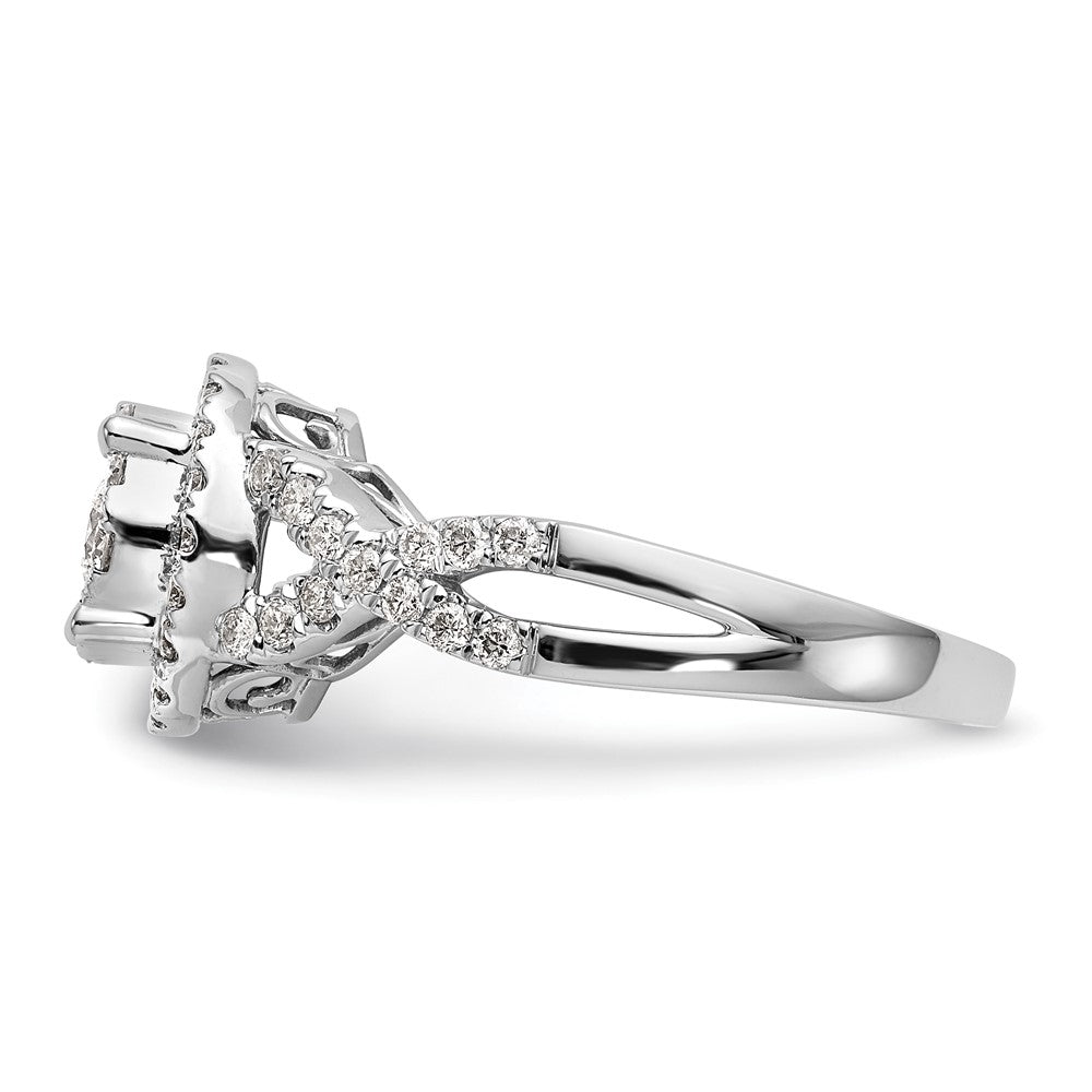 14K White Gold Complete Real Diamond Cluster Eng Ring