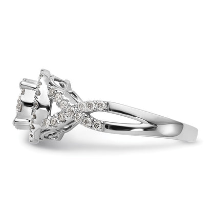 14K White Gold Complete Real Diamond Cluster Eng Ring