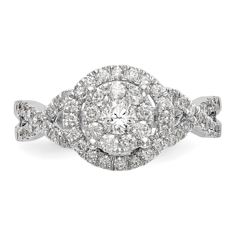 14K White Gold Complete Real Diamond Cluster Eng Ring