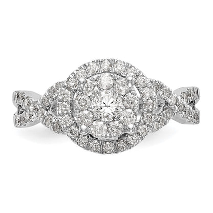 14K White Gold Complete Real Diamond Cluster Eng Ring