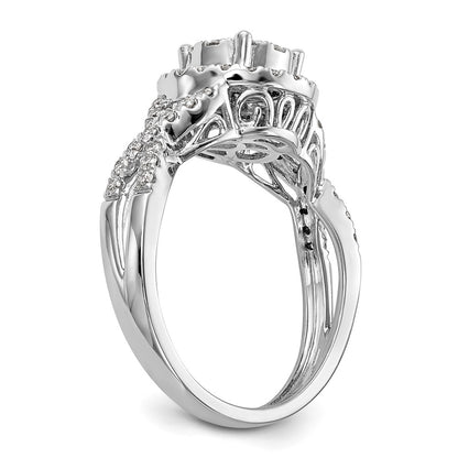 14K White Gold Complete Real Diamond Cluster Eng Ring