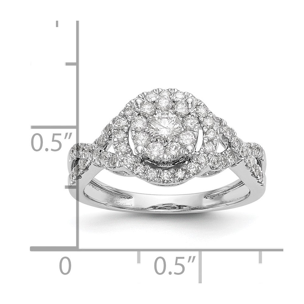 14K White Gold Complete Real Diamond Cluster Eng Ring