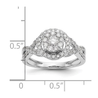 14K White Gold Complete Real Diamond Cluster Eng Ring
