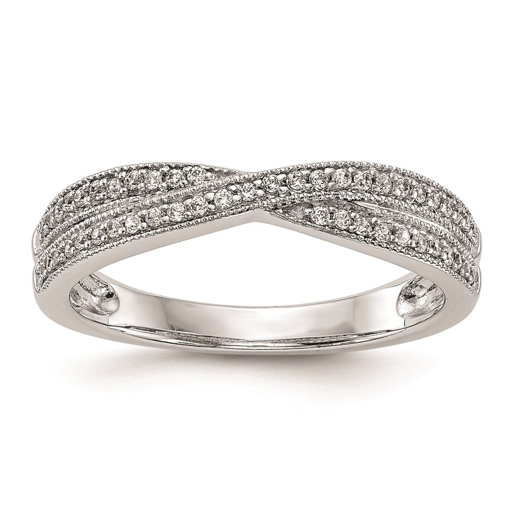 0.19ct. CZ Solid Real 14K White Gold Wedding Wedding Band Ring