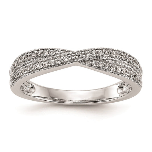 0.19ct. CZ Solid Real 14K White Gold Wedding Wedding Band Ring