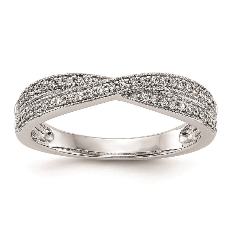 14K White Gold Real Diamond Wedding Band