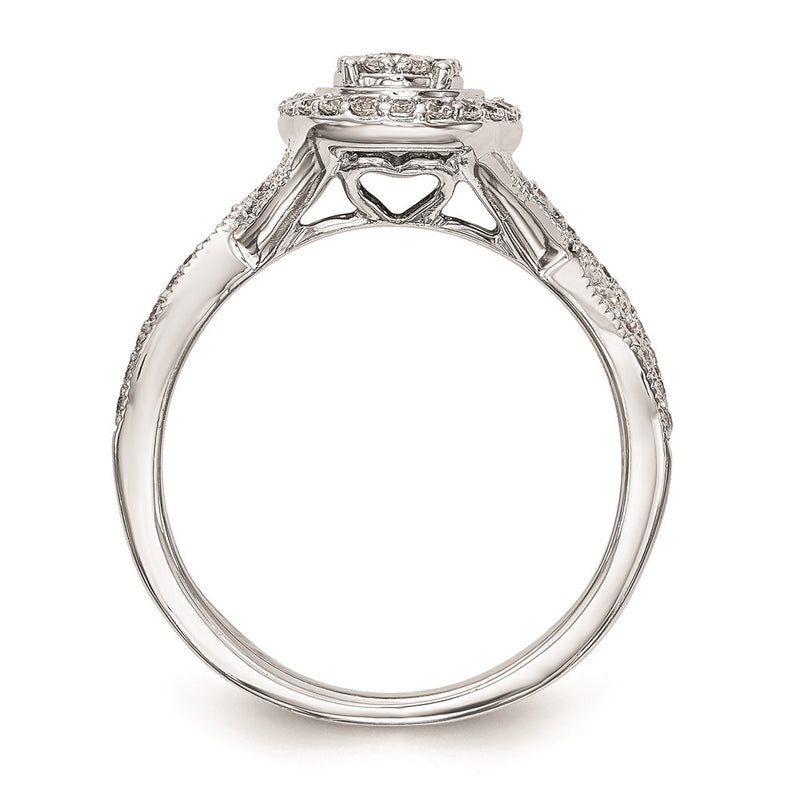 14K White Gold Complete Real Diamond Cluster Engagement Ring