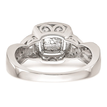 0.40ct. CZ Solid Real 14K White Gold Complete Cluster Engagement Ring