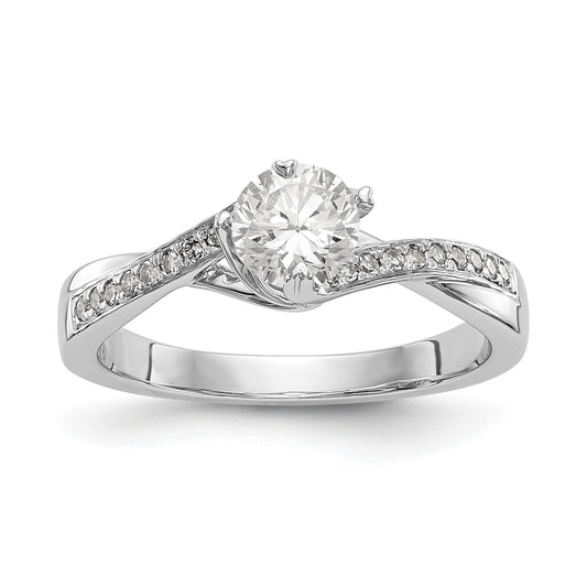 0.60 Ct. Natural Round Diamond By-Pass Engagement Bridal Ring 14K White Gold
