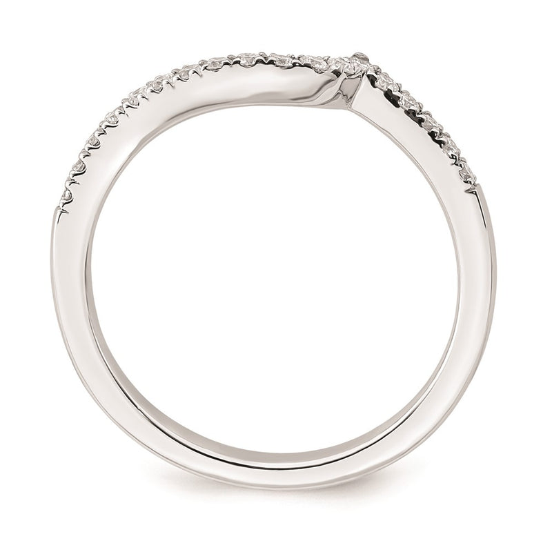 14k White Gold Real Diamond Contoured Wedding Band