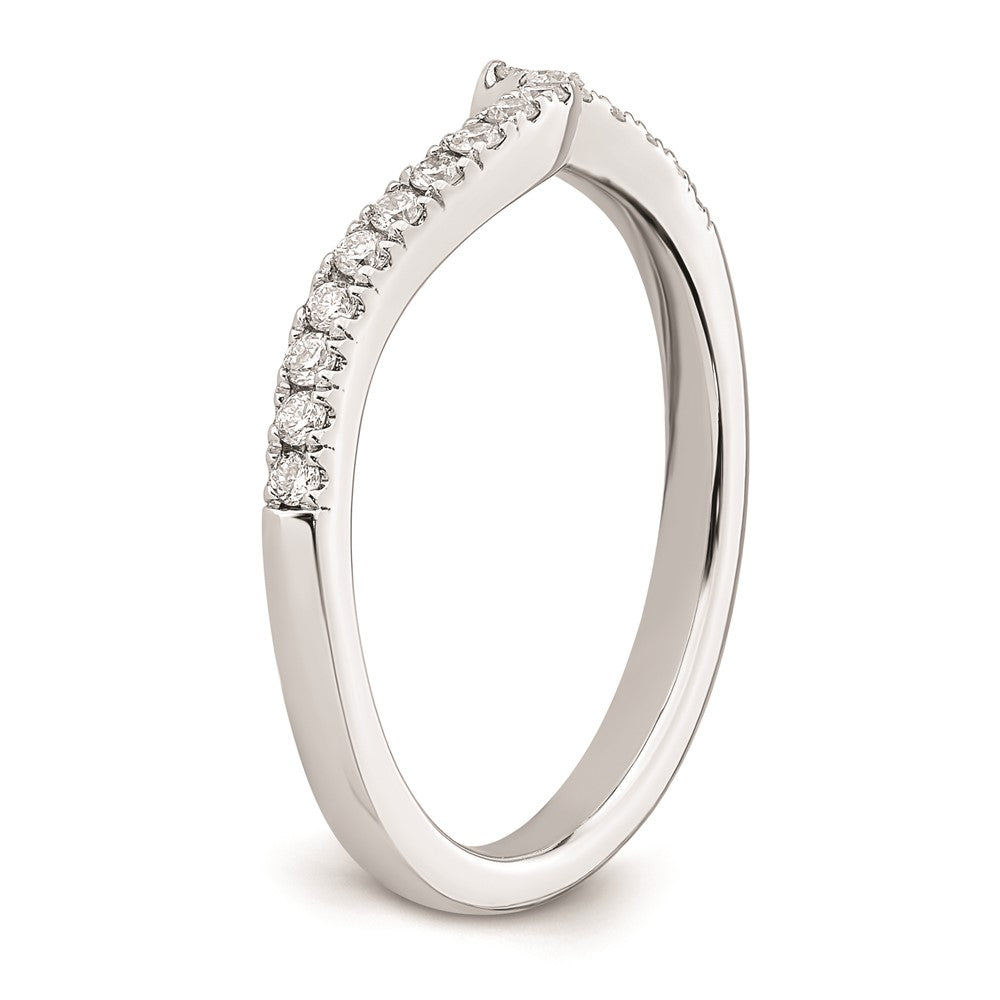 0.18ct. CZ Solid Real 14k White Gold Contoured Wedding Wedding Band Ring