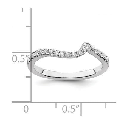 0.18ct. CZ Solid Real 14k White Gold Contoured Wedding Wedding Band Ring