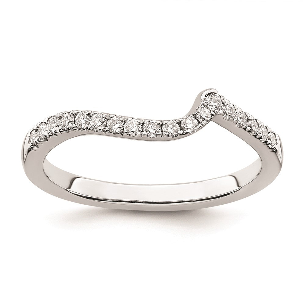 0.18ct. CZ Solid Real 14k White Gold Contoured Wedding Wedding Band Ring