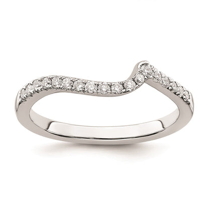 0.18ct. CZ Solid Real 14k White Gold Contoured Wedding Wedding Band Ring