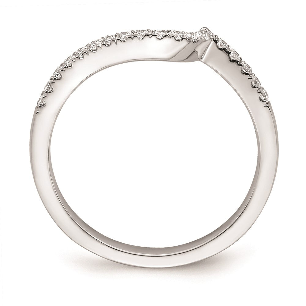 14k White Gold Real Diamond Contoured Wedding Band