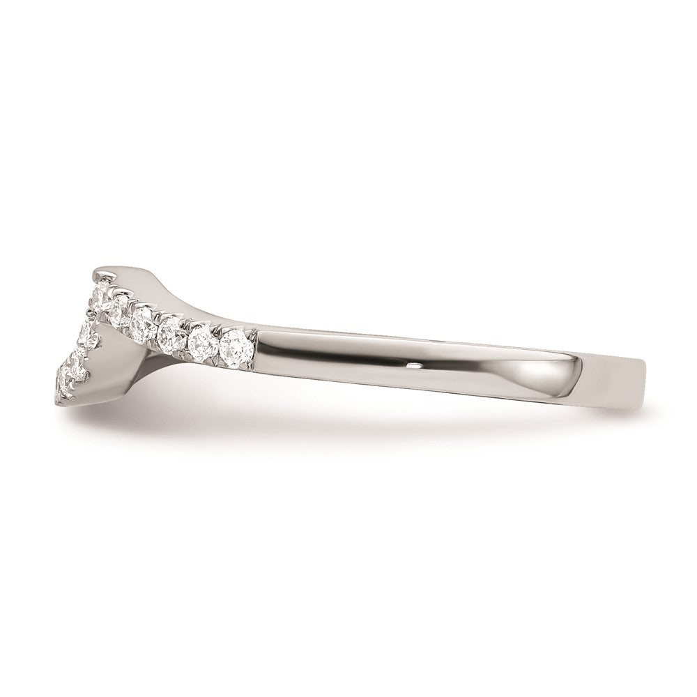 14k White Gold Real Diamond Contoured Wedding Band
