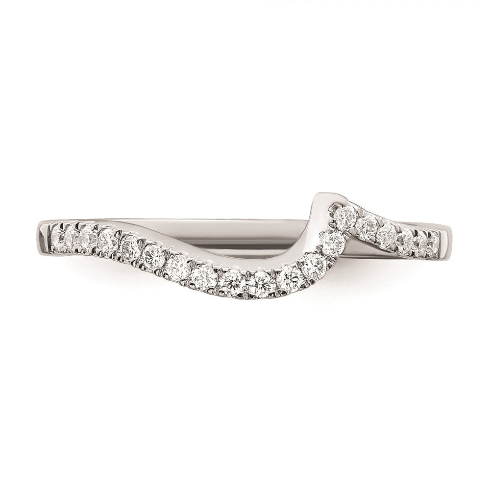14k White Gold Real Diamond Contoured Wedding Band