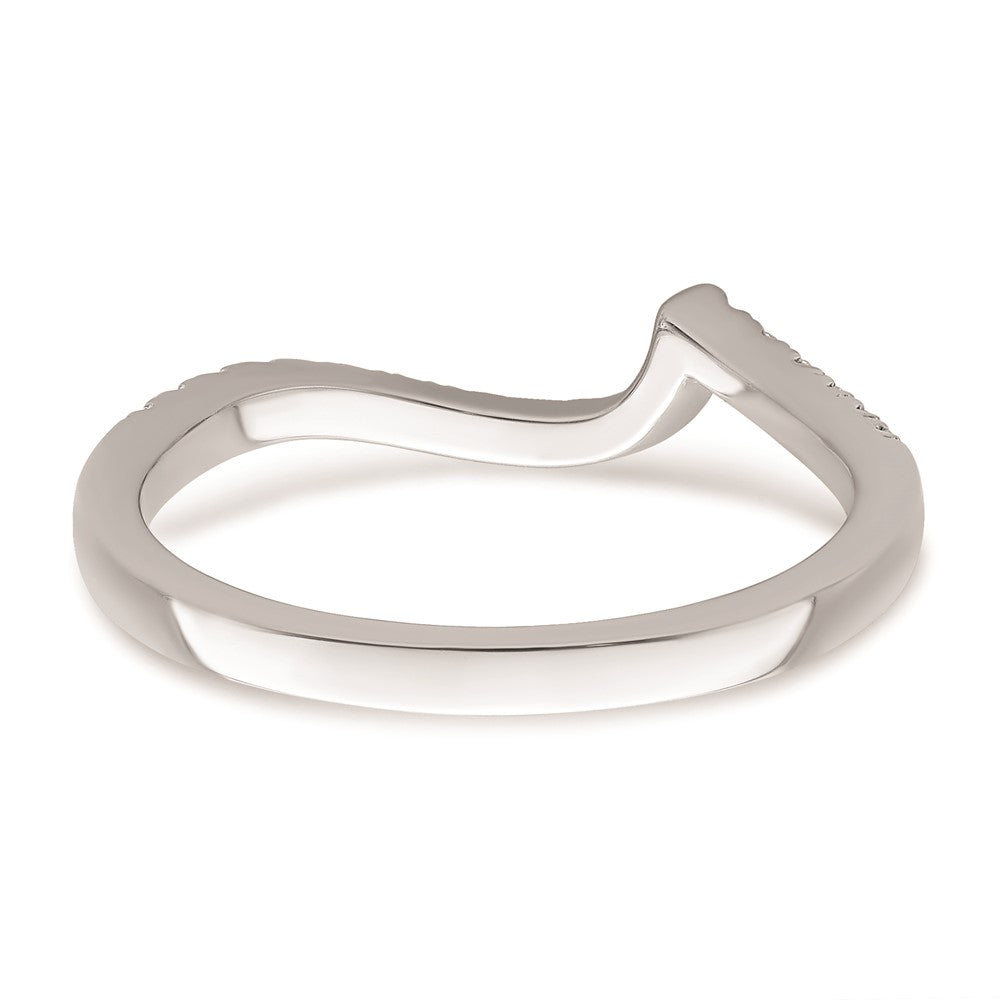 14k White Gold Real Diamond Contoured Wedding Band