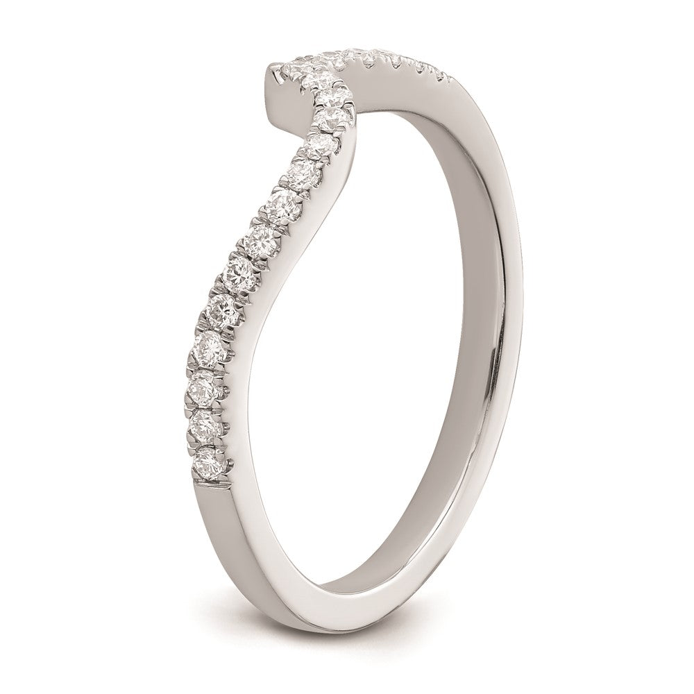 14k White Gold Real Diamond Contoured Wedding Band
