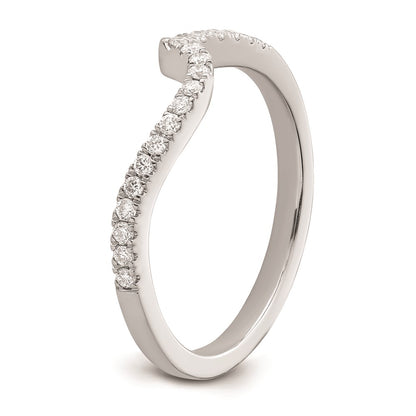 14k White Gold Real Diamond Contoured Wedding Band