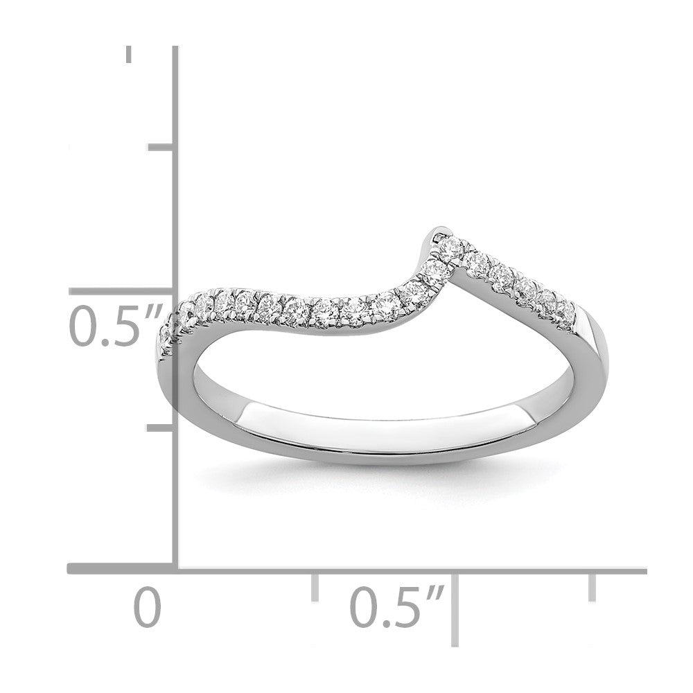 14k White Gold Real Diamond Contoured Wedding Band