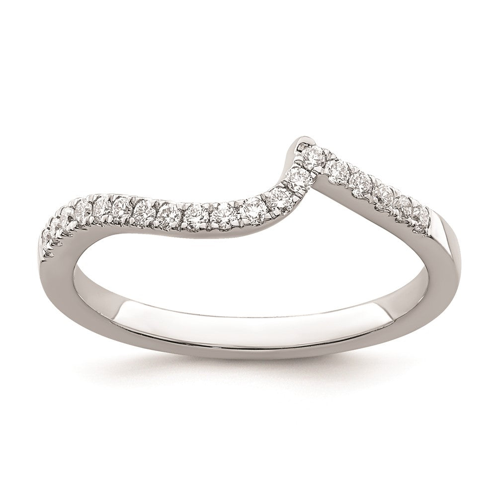 14k White Gold Real Diamond Contoured Wedding Band