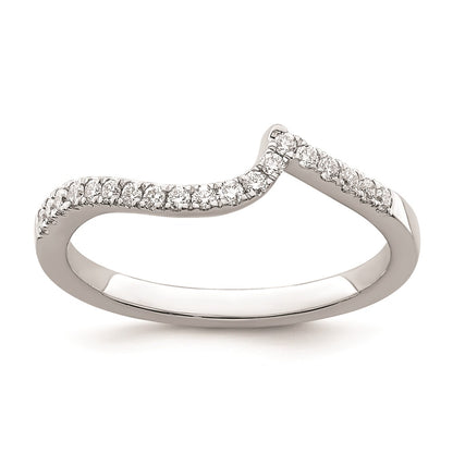 14k White Gold Real Diamond Contoured Wedding Band