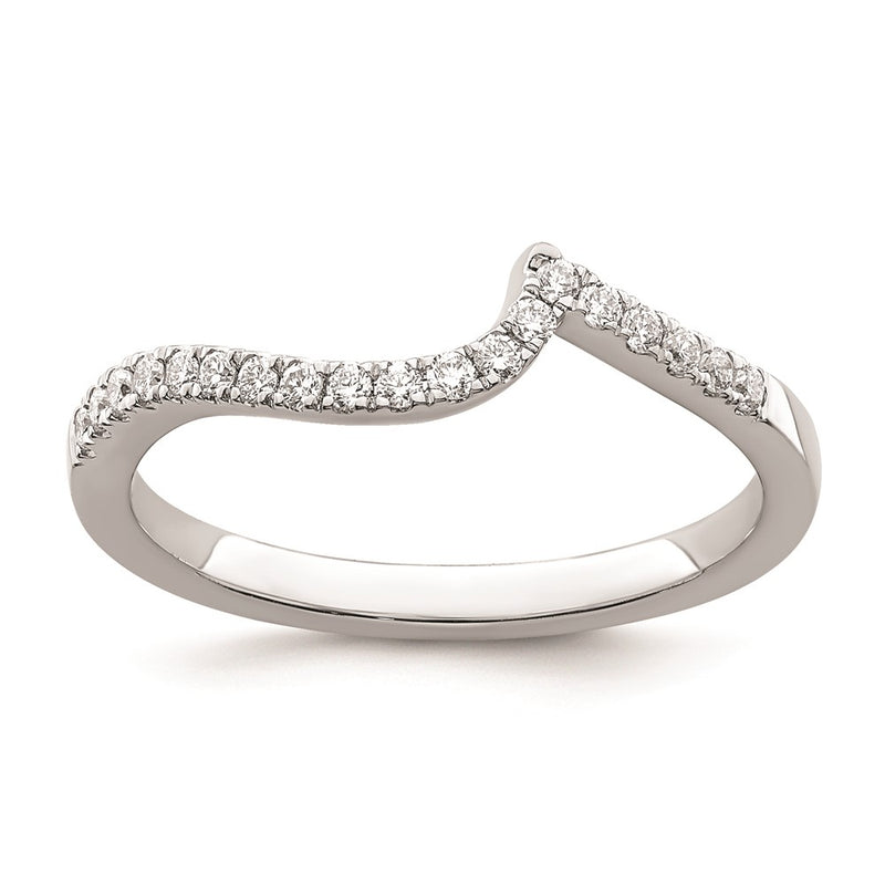 14k White Gold Real Diamond Contoured Wedding Band