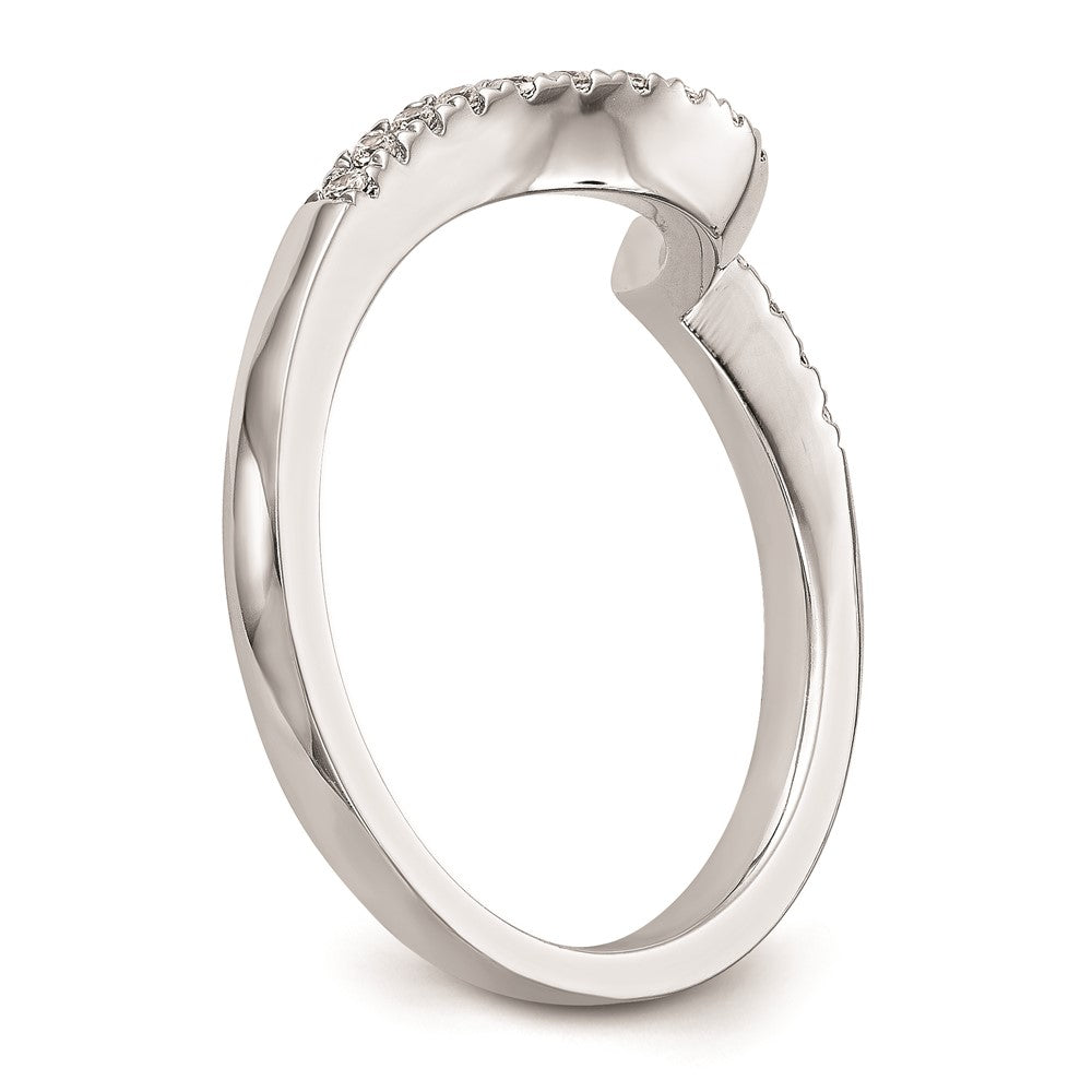 0.20ct. CZ Solid Real 14k White Gold Contoured Wedding Wedding Band Ring