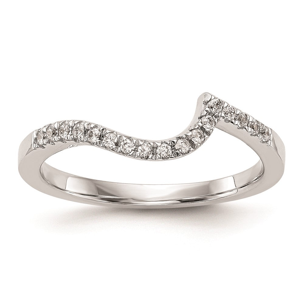 0.20ct. CZ Solid Real 14k White Gold Contoured Wedding Wedding Band Ring