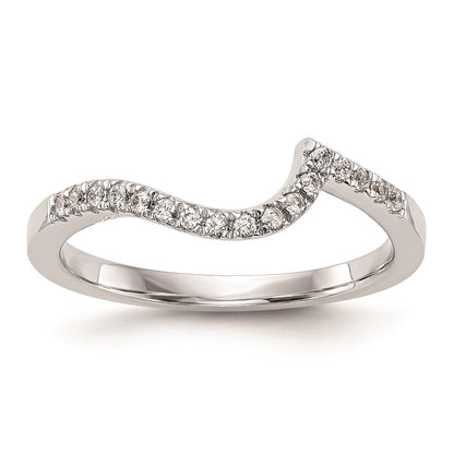 0.20ct. CZ Solid Real 14k White Gold Contoured Wedding Wedding Band Ring