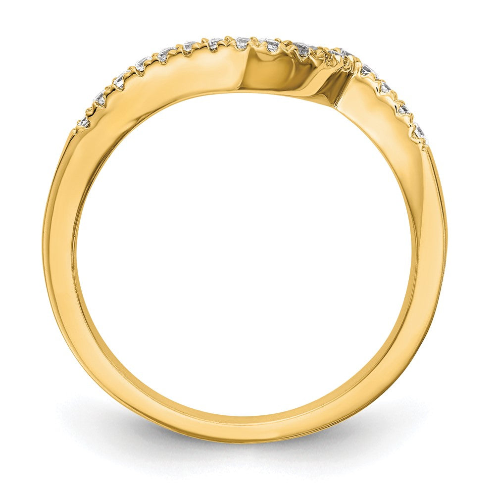 14k Yellow Gold Real Diamond Contoured Wedding Band