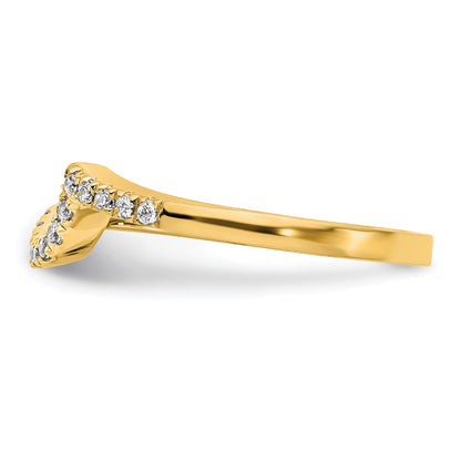 14k Yellow Gold Real Diamond Contoured Wedding Band