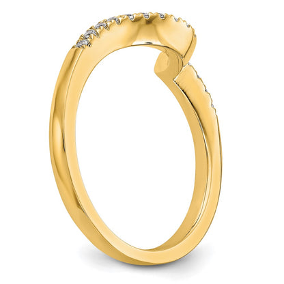 14k Yellow Gold Real Diamond Contoured Wedding Band