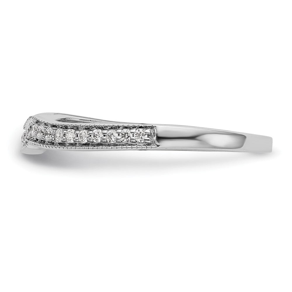 0.15ct. CZ Solid Real 14k White Gold Contoured Wedding Wedding Band Ring
