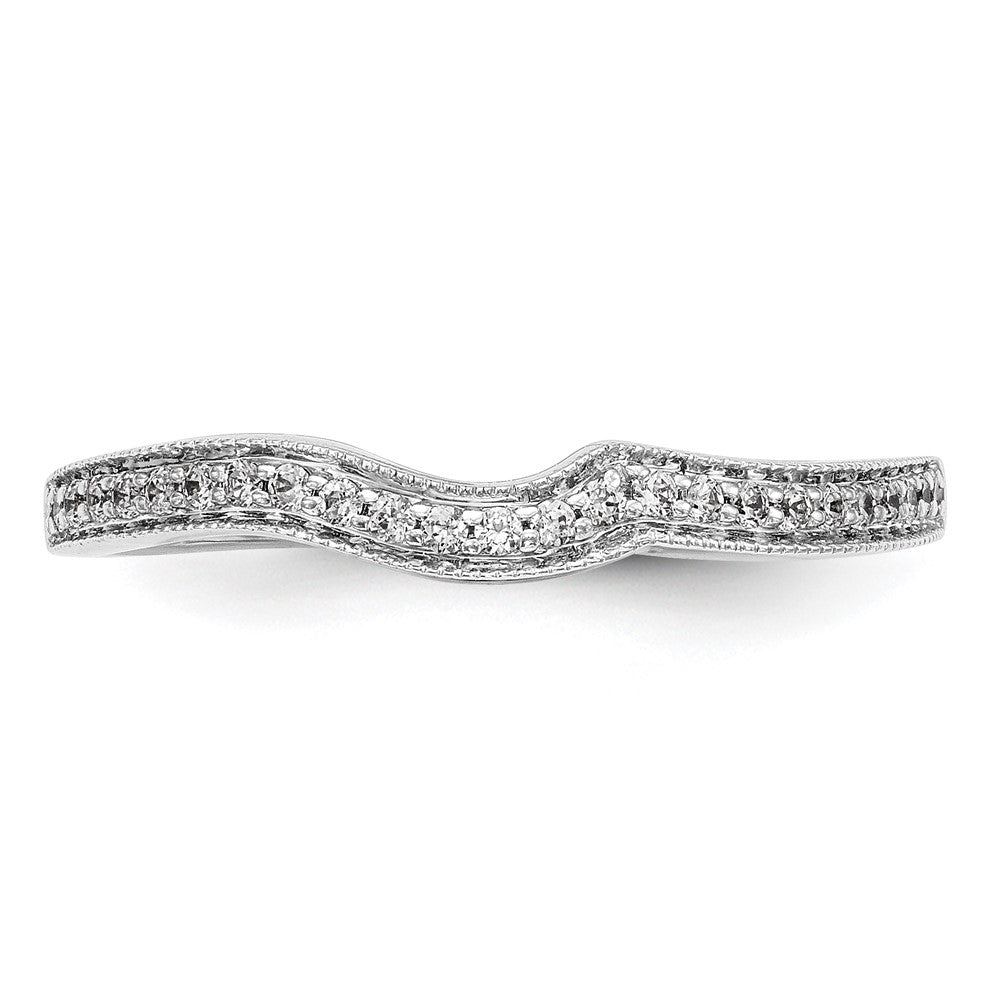 0.15ct. CZ Solid Real 14k White Gold Contoured Wedding Wedding Band Ring