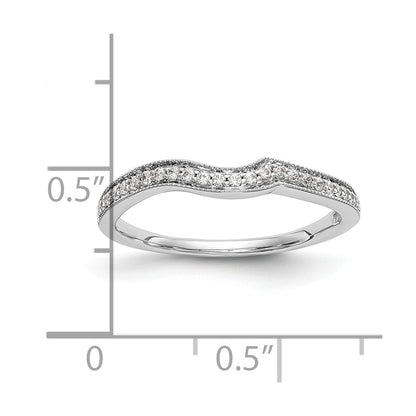0.15ct. CZ Solid Real 14k White Gold Contoured Wedding Wedding Band Ring