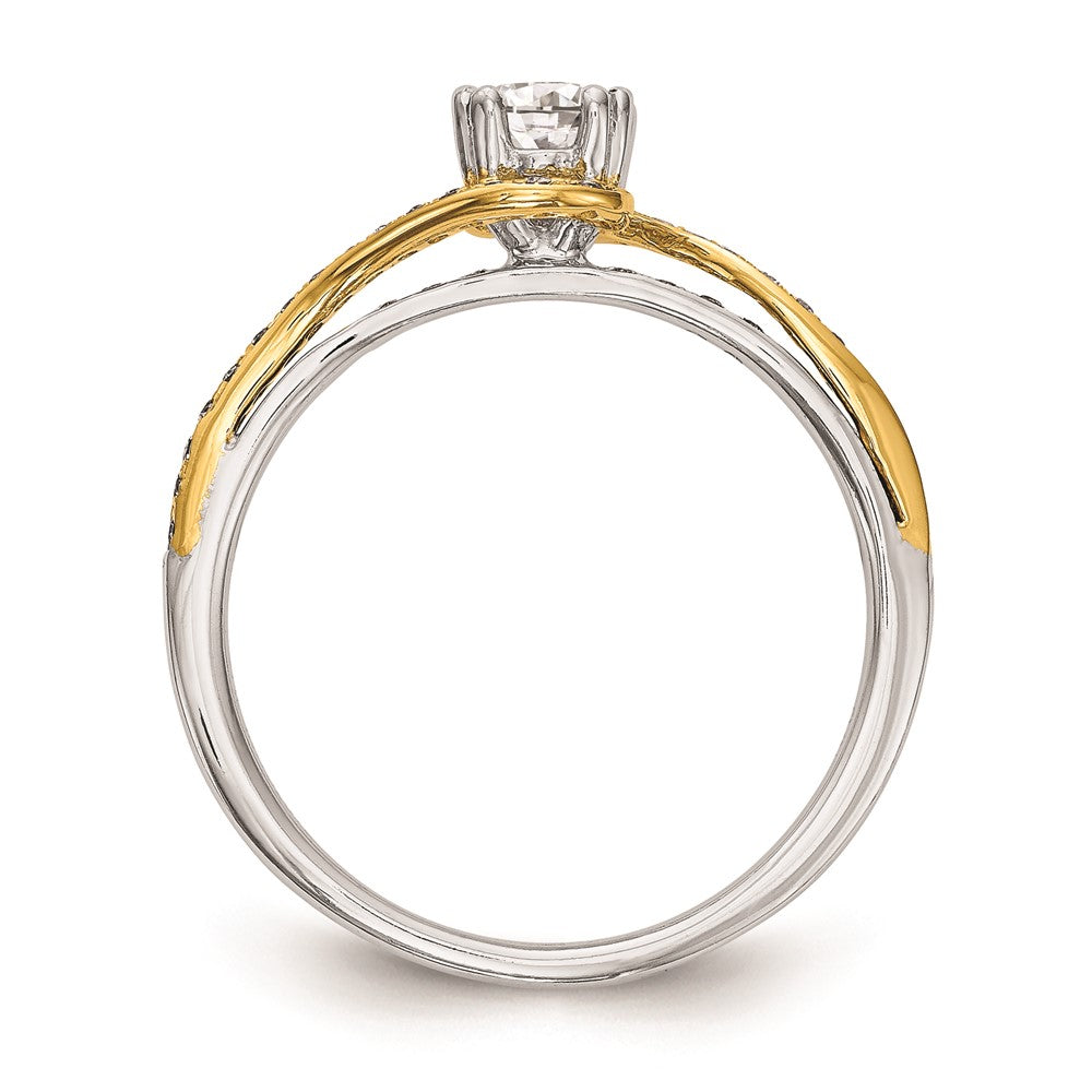 0.33ct. CZ Solid Real 14k Two-tone Peg Set By-Pass Engagement Ring