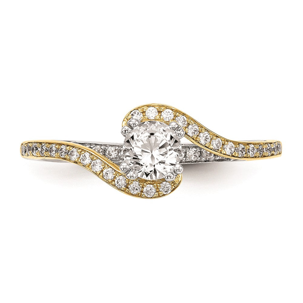 0.33ct. CZ Solid Real 14k Two-tone Peg Set By-Pass Engagement Ring