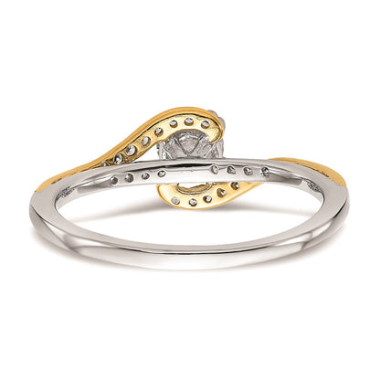 0.33ct. CZ Solid Real 14k Two-tone Peg Set By-Pass Engagement Ring