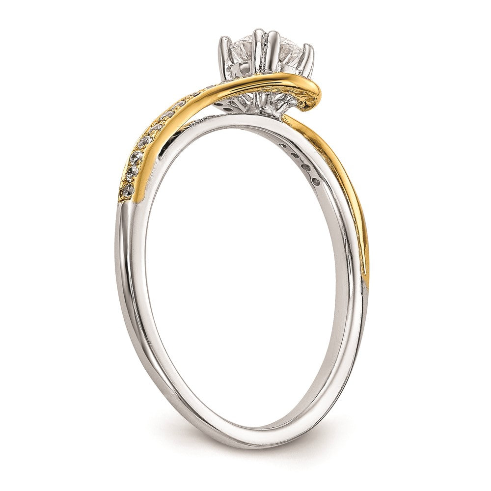0.33ct. CZ Solid Real 14k Two-tone Peg Set By-Pass Engagement Ring