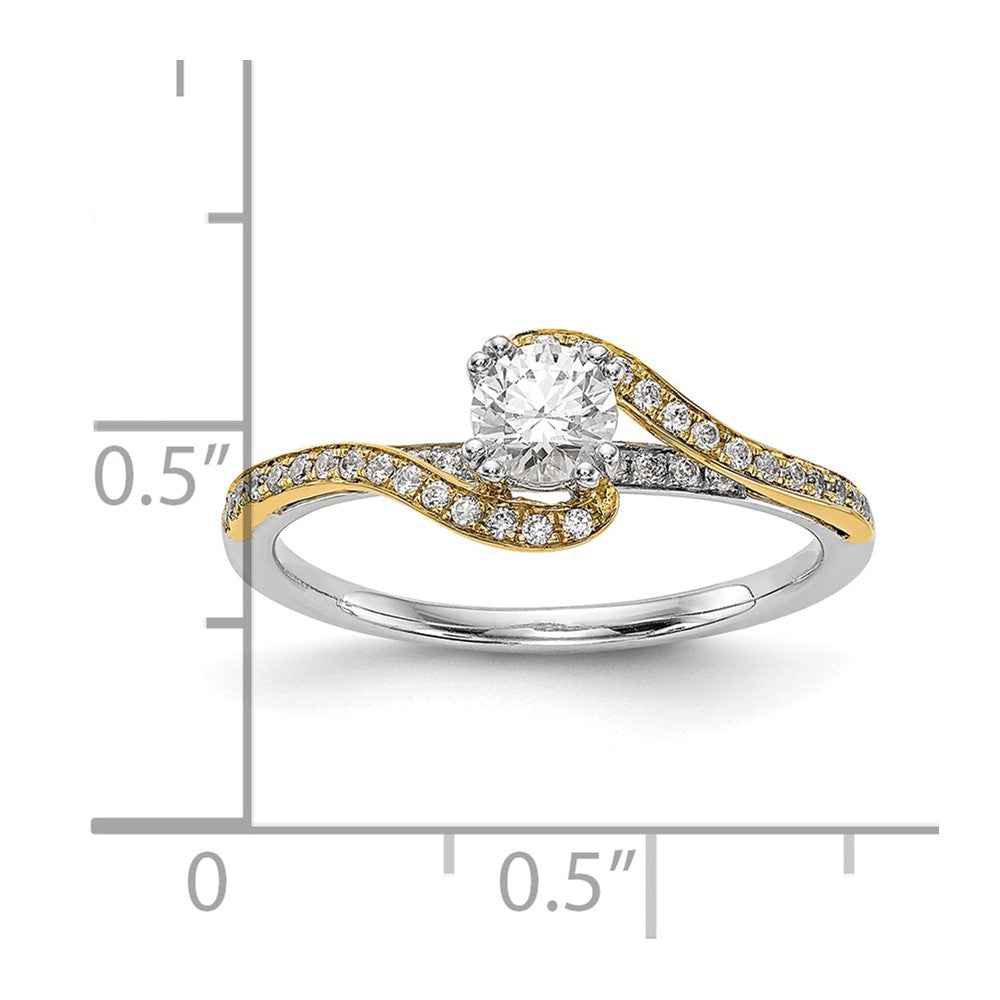 0.33ct. CZ Solid Real 14k Two-tone Peg Set By-Pass Engagement Ring