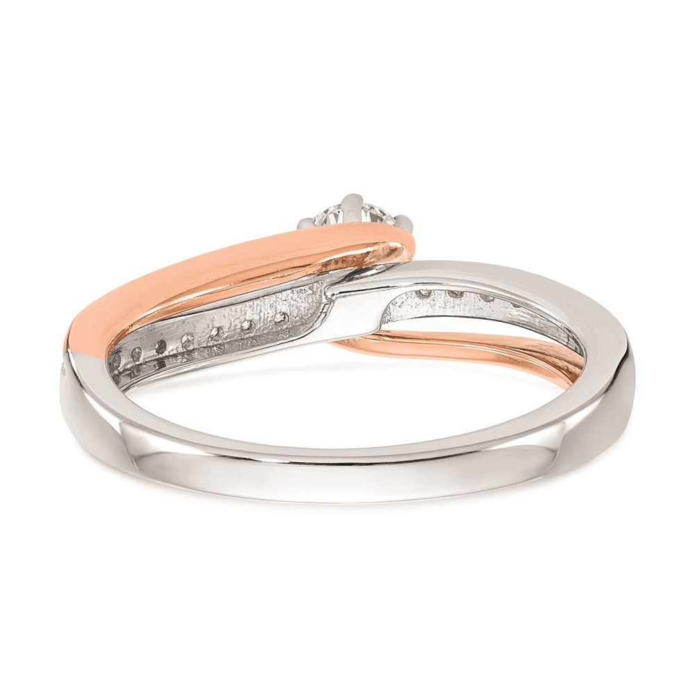 0.25ct. CZ Solid Real 14k Two-Tone Engagement Ring